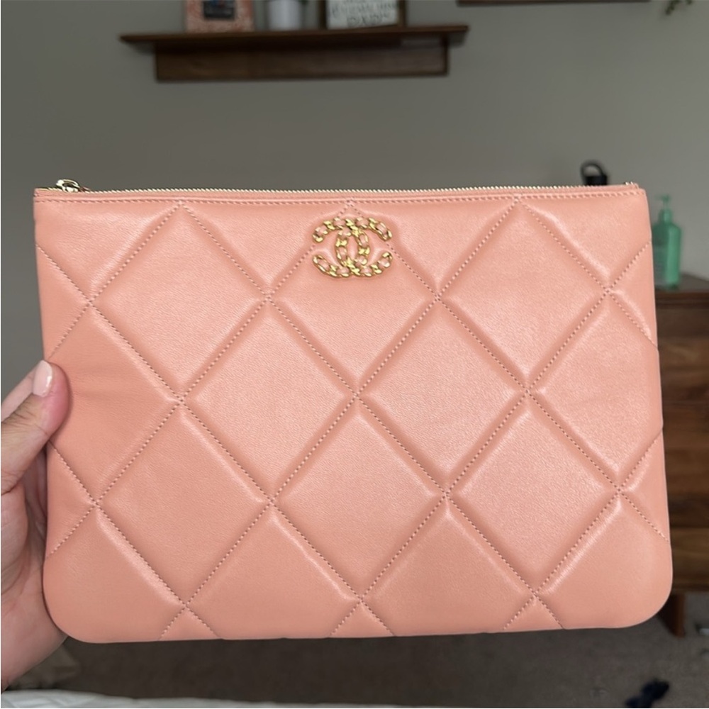 Chanel 19 Tan Clutch
